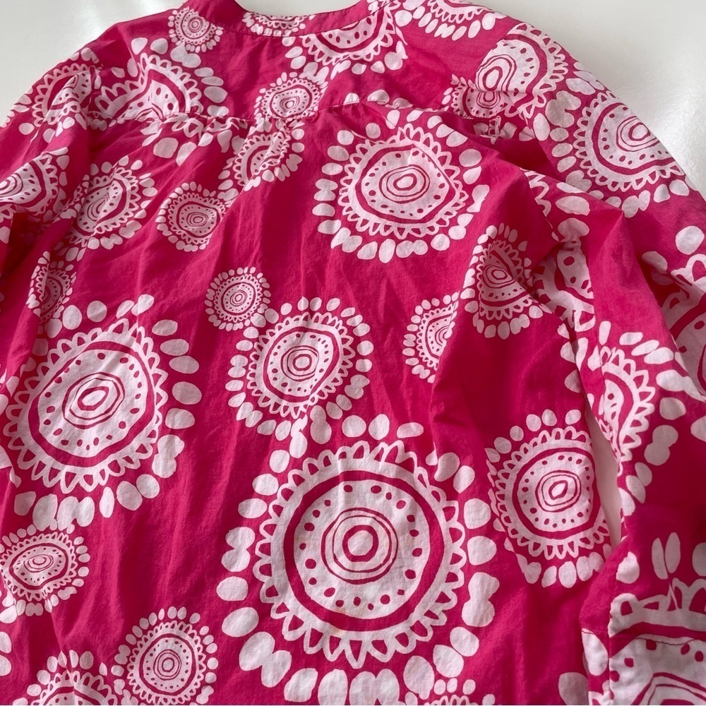 Hatley Women's Pink White V neck Paisley Long Sleeve Tunic Cover Up Size Medium - Picture 10 of 12